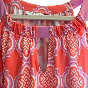 Coral & Pink Print Sleeveless Dress